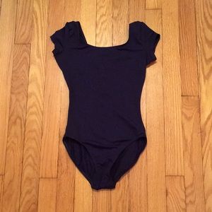 Bloch Navy Scoop Neck Cap Sleeve Leotard Ladies Petite